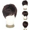Remeehi Bello soffici capelli umani veri parrucche Mono pizzo Toupe pieno Bang corto dritto capelli umani neri ricambio per uomo parrucca naturale nero