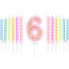 mciskin Macaron, set di candele per il 6° compleanno, decorazioni per il 6° compleanno delle ragazze, 12 candele a spirale pastello e numero 6 per torta, topper per torta arcobaleno per decorazione