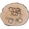 Generico Portafedi in legno per matrimoni, porta anelli, fedi nuziali, con sposini, sposi cartoon (Legno di arizonica)