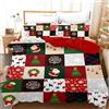 UGZDEA Copripiumino Natalizio Matrimoniale 220x240cm, set di biancheria da letto natalizia 3D con 2 federe, Babbo Natale, albero di Natale, cervo, regalo di Natala per bambini e adolescenti (F, 220x240cm)