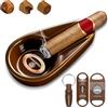 CIGARLOONG Set di posacenere e tagliasigari. Posacenere in ceramica con tagliasigari a V, tagliasigari a ghigliottina e punzone per sigari. Un set di accessori per sigari, regalo per uomini (Marrone)