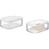 Mepal Rosti Mepal - Set di 2 contenitori per frigorifero modulari per formaggio, 2000 ml, in plastica, bianco, 22,4 x 16 x 8,6 cm con set di 4 cannucce EKM Living in acciaio inox
