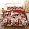 UGZDEA Copripiumino Natalizio Matrimoniale 200x200cm, set di biancheria da letto natalizia 3D con 2 federe, Babbo Natale, albero di Natale, cervo, regalo di Natala per bambini e adolescenti (G, 200x200cm)