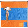 MIULEE Coperta da Spiaggia Coperta Impermeabile Tappeto Picnic 280X290 CM Extra Large Portatile Anti Sabbia Stuoia Spiaggia con 4 Picchetti Fixed per Picnic, Spiaggia, Escursionismo Altro Arancione