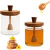LERANXIN Contenitore Miele, 2 Pezzi Porta Miele, 400 ml Trasparente Dosatore Miele, con Paletta per Api Integrata e Coperchio, Dispenser Miele, per Api, Marmellate, Sciroppi