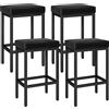 YMYNY Sgabelli Cucina, 66 cm Sgabello Cucina Alto, Nero Sgabelli Cucina Moderni Design, Pelle Sgabelli Bar, Cuscino di 6 cm di Spessore, Base in Metallo, Sgabelli Alti per Cucina, Soggiorno, HBS513B-2