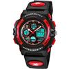 A ALPS Orologio digitale per bambini, ragazzi e ragazze, analogico, per sport all'aria aperta, digitale, impermeabile, da 6 anni a 12 anni,Orologio in silicone per bambini con sveglia/cronometro/luce LED,
