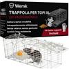 WEMK Trappola per Topi XL Pieghevole - Gabbia Vivi Riutilizzabile - Kit Professionale con 10 Esche e Guanti - Cattura Senza Veleno - Acciaio Inox Sicura Bambini