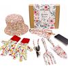 SNAIL GARDEN Set da giardinaggio da 7 pezzi con cappello da sole double-face e cordino regolabile per telefono, strumenti per stampa floreale, guanti antiscivolo e confezione regalo, regalo per il