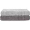 Komfortec Asciugamani 2 per Sauna 80x200 cm in 100% Cotone,470 g/m², Asciugamano Doccia Grande, Morbido, Asciugatura Rapida, Grigio antracite/Argento