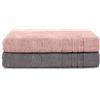 Komfortec Asciugamani 2 per Sauna 80x200 cm in 100% Cotone,470 g/m², Asciugamano Doccia Grande, Morbido, Asciugatura Rapida, Grigio antracite/Rosa