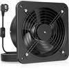 HG Power Ventola Aspirazione 200mm - 980m³/h Ventola Bagno Silenziosa con Valvola di non ritorno, interruttore, Spina, Aspiratore Industriale 53.5W per Muro Soffitto Finestra VMC, Nero