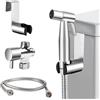 NAKIHOUSE Doccetta da bagno per bidet rubinetti WC con valvola G1/2, in acciaio inox e tubo doccia da 120 cm, per doccia, bagno, carta igienica, pulizia pannolini, animali domestici, cromata 01