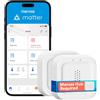 Meross WIFI Sensore Acqua, Hub richiesto, Rilevamento 0,3 mm, fino a 100dB | Sensore di acqua rallarme intelligente in Cucina, Bagno, Cantina, Compatibile con Matter, HomeKit, Alexa e Google， 2 Pcs