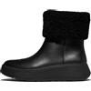 Fitflop F-Mode - Stivaletti da donna in pelle con colletto in montone e cerniera, nero, taglia 38, Tutto nero, 38.5 EU