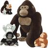 MorisMos Gorilla Peluche 50cm, Marrone Gorilla Mamma con 3 Cuccioli, Grande Realistico Morbido Dolce Giocattolo di Peluche Regalo per Bambini Compleanno Natale Deco