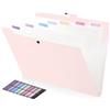 FRETONBA Raccoglitore Documenti con 8 Tasche, Cartelline Portadocumenti A4 Design Dell'etichetta, Porta Documenti Design dei Pulsanti, Portadocumenti Plastica, Divisori Raccoglitori ad Anelli, Rosa