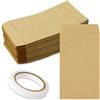 LAMXD 150 Buste Piccole Sacchetto di Carta con Nastro Biadesivo, LAMXD Buste di Semi per Monete, Perline, Francobolli 10 x 6 cm (3,9 x 2,4 pollici) Marroni