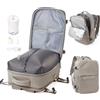 WEPOET Zaino Sottovuoto Viaggio Ryanair 40x30x20 Zaino da Viaggio Aereo Bagaglio a Mano con Sottovuoto Zaini Easyjet 45x36x20 Vacuum Backpack con Porta Scarpe(Grigio-marrone)