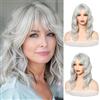 PARXITN Topper per capelli sintetici da donna, 35 cm, con pony, wiglets per capelli sottili, argento