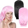 Abeillo Cuffia da notte lunga in raso, da donna, per dreadlock e trecce, per capelli ricci, 2 pezzi (nero, rosa)