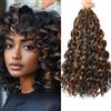 FLWAI Pre Looped Ocean Wave Crochet Hair 14 Inch 8 Packs Boho Style Hair Extensions Short Curly Crochet Hair Pre Twisted Synthetic Deep Wavy Curly Braiding Hair for Women (1B/H30)