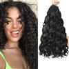 FLWAI Pre Looped Ocean Wave Crochet Hair 14 Inch 8 Packs Boho Style Hair Extensions Short Curly Crochet Hair Pre Twisted Synthetic Deep Wavy Curly Braiding Hair for Women (1B)