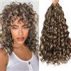 FLWAI Pre Looped Ocean Wave Crochet Hair 14 Inch 8 Packs Boho Style Hair Extensions Short Curly Crochet Hair Pre Twisted Synthetic Deep Wavy Curly Braiding Hair for Women (4/H27)