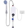 BRRIDE Scaldacqua elettrico istantaneo, 5500 W, 220 V, mini doccia, con soffione per cucina, bagno, scaldabagno portatile a bassa pressione con indicatore LED (set da bagno)