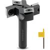 CDBP Fresa per Spianare legno Diametro 50,8 mm, Gambo 12,7 mm con 4 Inserti intercambiabili in metallo duro 14 mm per livellare, bordi e scanalature - per CNC e fresatrice verticale