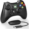 YCCSKY Controller wireless per X-box 360, 2,4 GHz, Xbox 360, controller wireless con ricevitore, adattatore a doppia vibrazione, gamepad joystick per Xbox 360/PC/Windows, nero