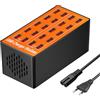nongxiang Caricabatterie USB Multiplo da 20 Porte, Stazione di Ricarica Intelligente da Scrivania con Ricarica Rapida e Design Compatto per iPhone, Samsung, Google e Altri Dispositivi
