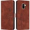 EATCYE Cover per Samsung Galaxy A6 2018, Flip Libro Libretto Custodia in Pelle PU per Samsung Galaxy A6 2018 [Protezione Completa] [Slot per Scheda] [Funzione di Supporto] (#Marrone)