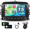 VECHTEL 4G+64G Autoradio Android 15 per Fiat 500L 2013-2019, 7 Pollice HD Schermo Auto Radio co Carplay Android Auto senza Fili GPS Wi-Fi USB Bluetooth Radio FM RDS Retrocamera