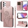 Bravoday Cover per Samsung Galaxy A53 5G, Custodia in PU Pelle Portafoglio Flip Schede con Slot per Carte, Magnetica Antiurto Cover per Galaxy A53 5G, Oro Rosa