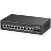 Binardat Switch Gigabit POE a 12 porte, 8 porte POE+ 1000 Mbps, 2 Gigabit uplink, 2 Gigabit SFP, IEEE802.3af/at, alimentatore da 135 W, alloggiamento in metallo Plug and Play