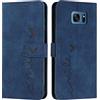 EATCYE Cover per Samsung Galaxy S7 Edge, Flip Libro Libretto Custodia in Pelle PU per Samsung Galaxy S7 Edge [Protezione Completa] [Slot per Scheda] [Funzione di Supporto] (Blu)