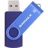SIMMAX Chiavetta USB 64GB Pen Drive Girevole USB 2.0 Unità Memoria Flash (64GB Blu)