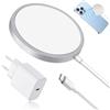 teasteam 15W Magnetico Caricatore Wireless Rapida per iPhone 16/16 Pro Max/16 Pro/16 Plus, Stazione di Ricarica con 20W Alimentatore con Cavo USB-C 1M Compatibile con Magsafe Apple iPhone 15/14/13/12, Airpods