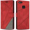 SONWO Cover per Huawei P10 Lite Custodia, Flip Caso in PU Pelle Case Cover Premium Portafoglio Custodia per Huawei P10 Lite, Supporto Stand, Slot per Schede, Rosso