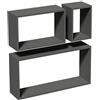 Velano FRS 1 - Set di 3 mensole da parete modulari a forma di cubo rettangolare Grigio