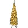 RELAX4LIFE Albero di Natale 150/180/210cm, Albero di Natale Slim con Luci Incorporate, Base in Metallo, Rami Folti, Effetto Realistico, Decorazione Natalizia da Interno (150cm)