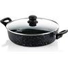 Westinghouse Padella 28 cm con coperchio in vetro, rivestimento antiaderente in marmo a 3 strati, in alluminio forgiato, adatta a induzione, manici con rivestimento in silicone, lavabile in