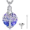 EUDORA Harmony Ball Collana con Urna per Donna Albero Della Vita, Ciondolo con Urna di Cristallo a Forma di Cuore in Argento Sterling 925 per Ceneri, Regalo Commemorativo per Cremazione, 22