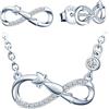 INFINIONLY Parure di gioielli, Collana Orecchini da donna ragazza, orecchini collana in argento 925, orecchini collana ciondolo con simbolo dell'infinito e gatto carino, zircone intarsiato, argento