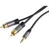 PremiumCord Cavo Jack Stereo Su RCA HQ, Connettore Jack da 3,5 mm Su 2 Connettori Cinch, Per Fotocamere Digitali, TV, Cellulari, MP3, HiFi, Schermato, Connettore In Metallo, M/M, Lunghezza 3 m