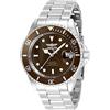 Invicta Pro Diver - Orologio da uomo in acciaio inossidabile con movimento automatico - 40 mm, Argento / Marrone