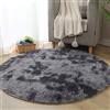 Tinyboy-hbq Tappeto Shaggy Rotondo Tappeti Soggiorno Pelo Lungo Adatto per Tappeto da Soggiorno Tappeto Lungo e Morbido Soffice Cuscino Rotondo per Divano con Moquette Antiscivolo(Nero grigio, Diametro 100 cm)