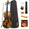 SONICAKE Violino 4/4 in Legno Massello per Adulti Set Completo con Custodia Rigida, Poggiaspalla, Colofonia, Archetti, Sintonizzatore a Clip e Corde Extra QVL-01