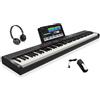 STRICH Tastiera elettrica digitale a 88 tasti con tasti semi-ponderati sensibili, set di pianoforte elettrico portatile per principianti, pacchetto con pedale Sustain, cuffie, supporto musicale, SEP